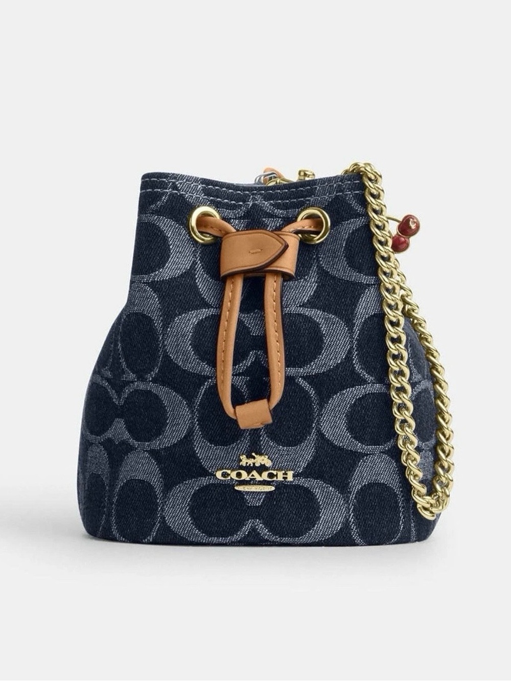 Coach Drawstring Wristlet In Signature Denim 🩵